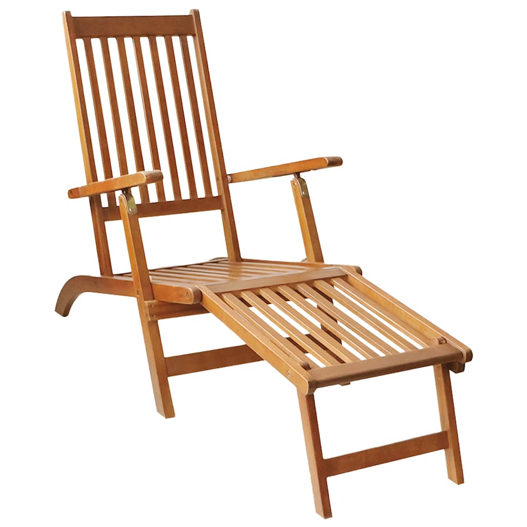 Outdoor Deck Chair with Footrest Solid Acacia Wood